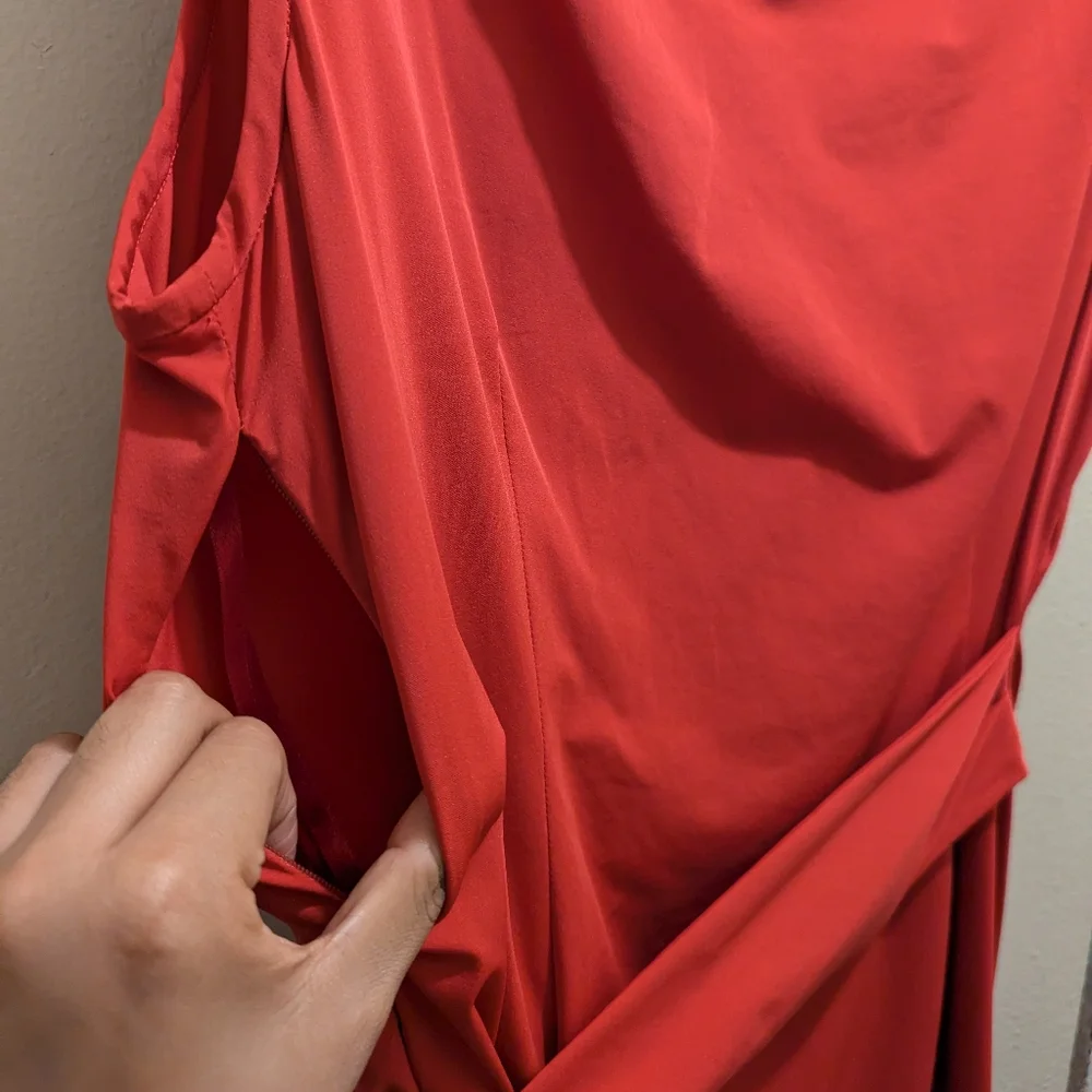 Diane von Furstenberg New Della Poplin Hot Pink Sheath Dress Wrap Tie Front- 14 - Picture 8 of 12